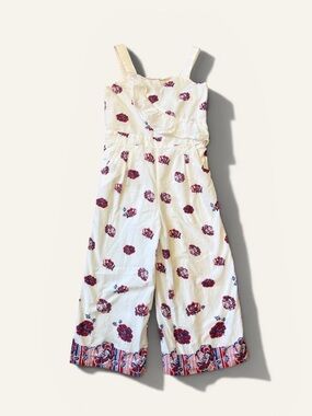 Janie and Jack | Floral Red, White + Blue Romper | Size 6